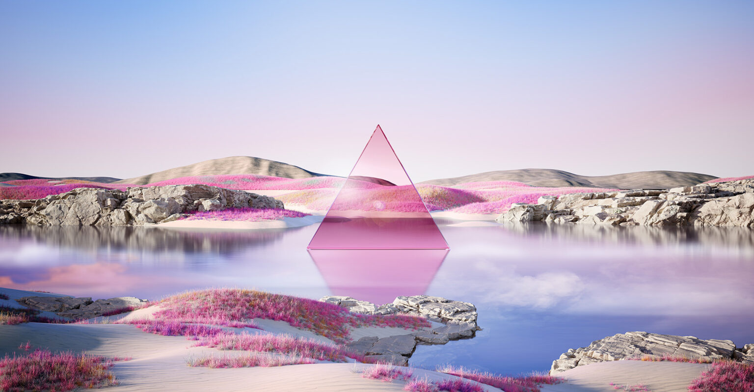 Pink-mountains-triangle-background